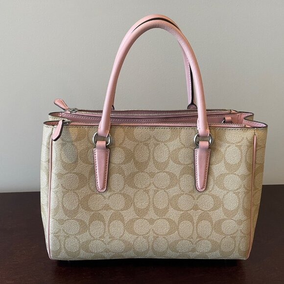 Coach Leather Pink and Cream Satchel Tote - Picture 2 of 5